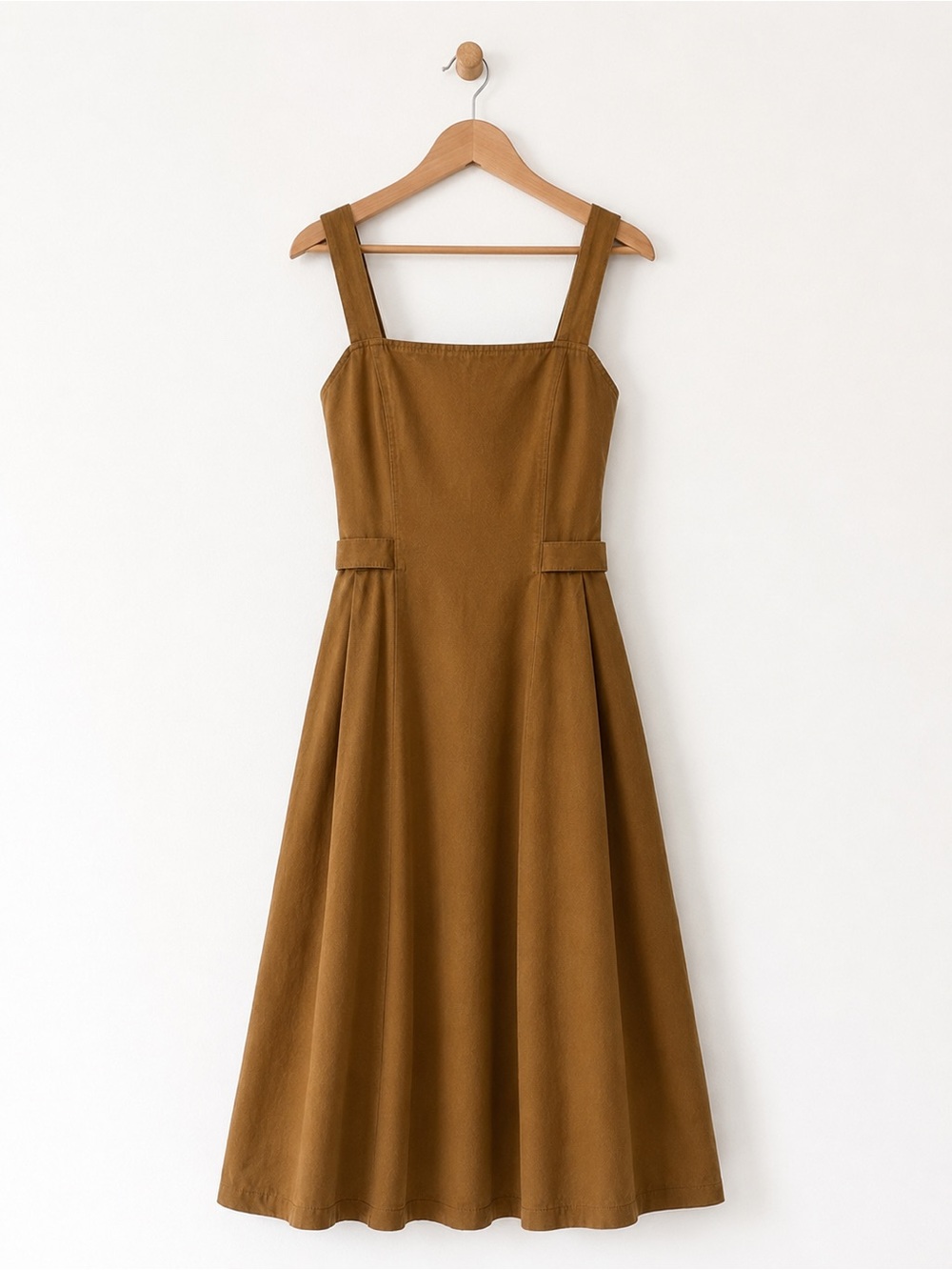 Square-Neck Midi Dress in Warm Brown - Picture 2 of 2